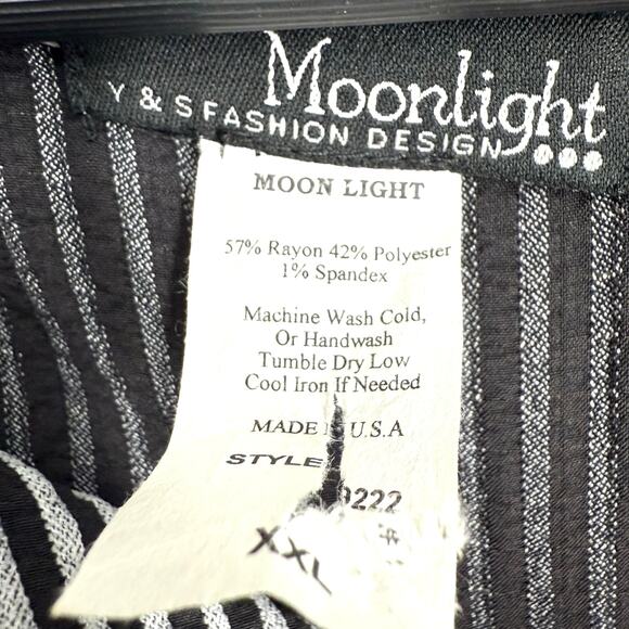 Moonlight by Y & S Plus Size XXL 2X Black White Wearable Art Blouse Shirt Top - Picture 2 of 6